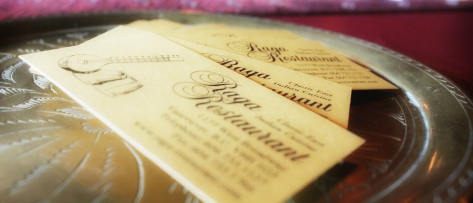 Raga Restaurant business cards